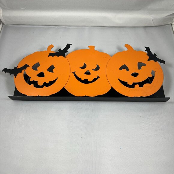 Hallmark Pumpkin & Bat Folding Metal Tealight & Votive Candle Holder - Halloween - Picture 4 of 4